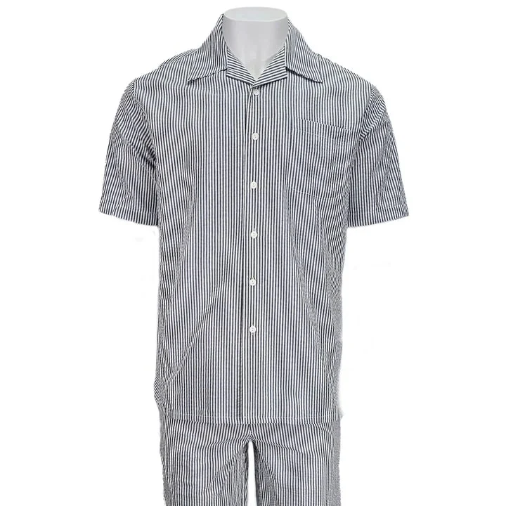 Black Seersucker Relaxed Fit Duo