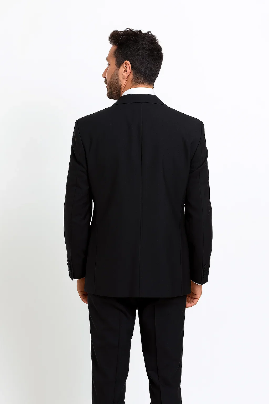 Black Single Button, Shawl Collar Tuxedo Jacket And Pants With Besom Pocket - Image 2
