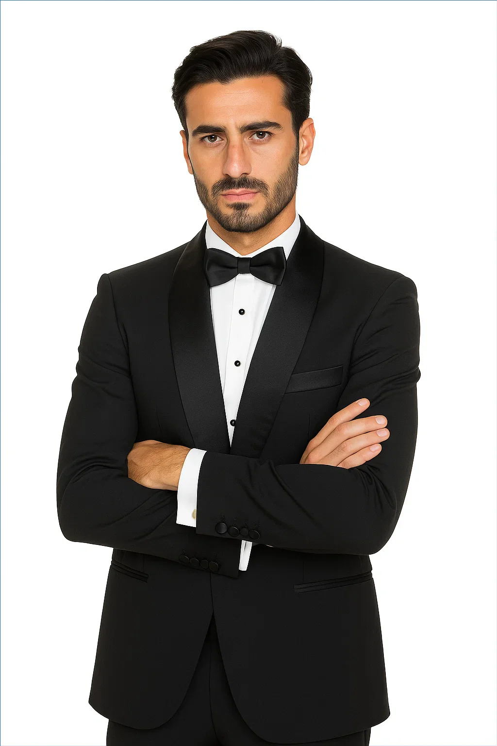 Black Single Button, Shawl Collar Tuxedo Jacket And Pants With Besom Pocket - Image 4