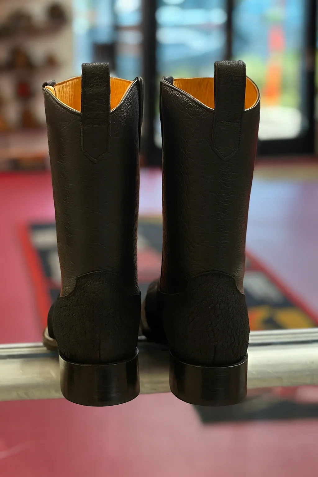 Black Square Toe Snake Print Boots by La Sierra Boots