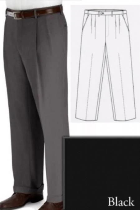 Black Welt Pockets Big and Tall Dress Slacks For Men