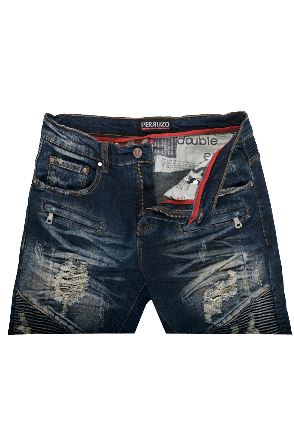Distressed Moto Jeans in demin - Image 3