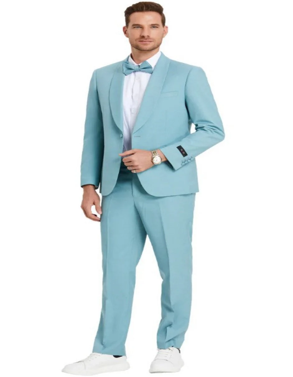 Blue Prom Suit - Blue Homecoming Outfits For Guys Skinny Fit Pant Aqua Blue - Image 2