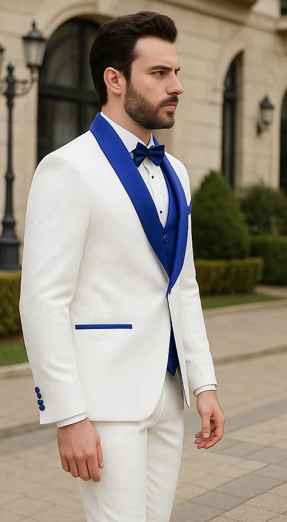 Blue Prom Suit - One Button Blue Homecoming Outfits For Guys Royal Blue Velvet Lapel - Image 3