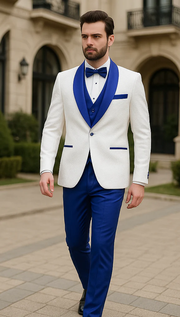 Blue Prom Suit - One Button Blue Homecoming Outfits For Guys Royal Blue Velvet Lapel - Image 4