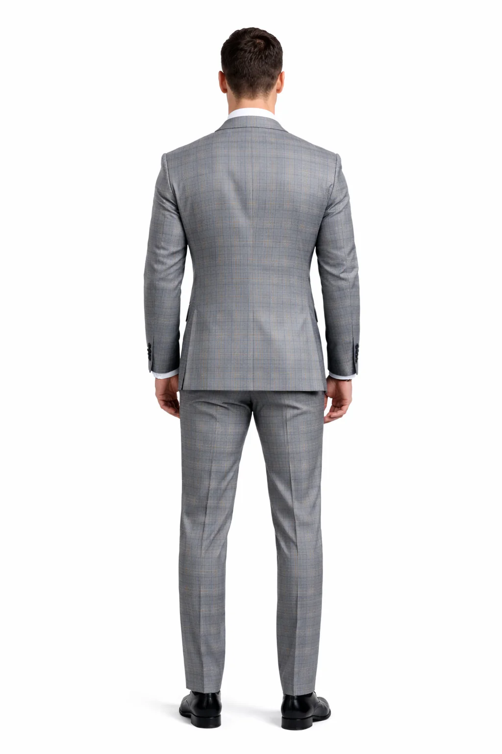 Blue Slim Fit Tuxedo 4 Piece Glen Plaid with Bow Tie - Image 2