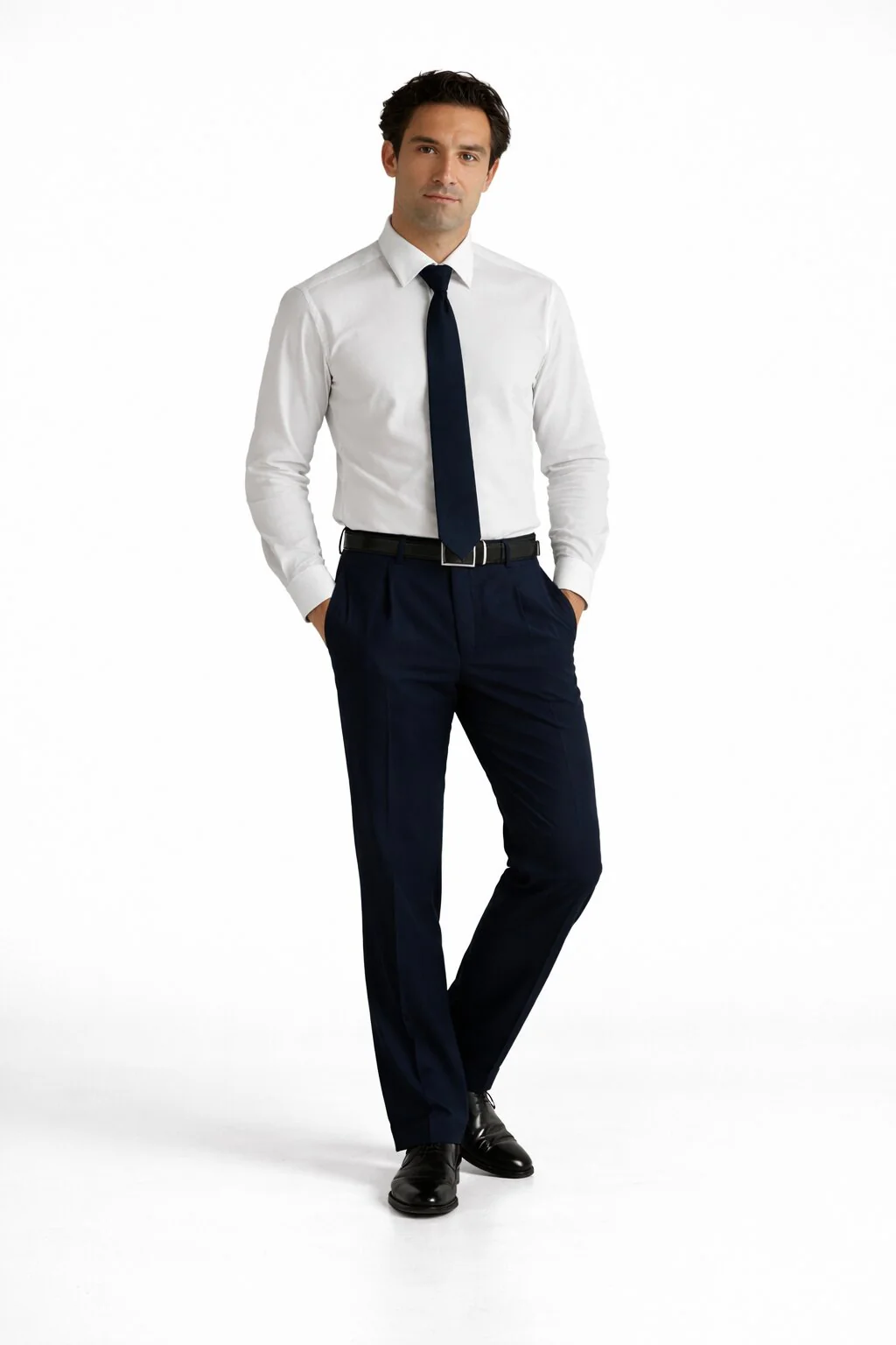 Blue Wide Leg Dress Pants Pleated Baggy Dress Trousers Unhemmed Unfinished Bottom - Cheap Priced Dress Slacks For Men On Sale - Image 2