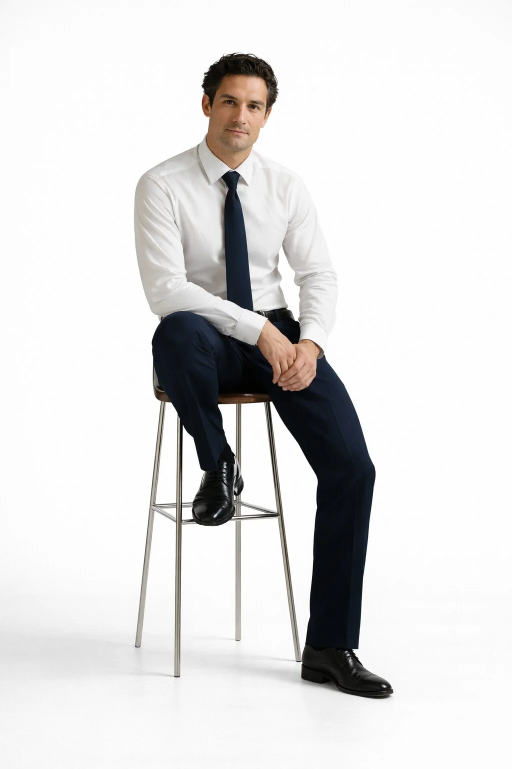 Blue Wide Leg Dress Pants Pleated Baggy Dress Trousers Unhemmed Unfinished Bottom - Cheap Priced Dress Slacks For Men On Sale - Image 7