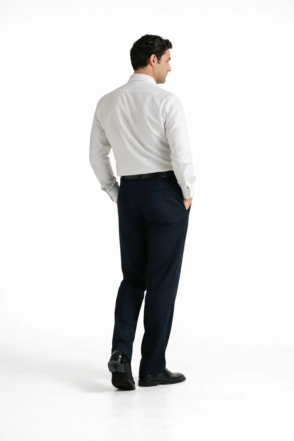 Blue Wide Leg Dress Pants Pleated Baggy Dress Trousers Unhemmed Unfinished Bottom - Cheap Priced Dress Slacks For Men On Sale - Image 8