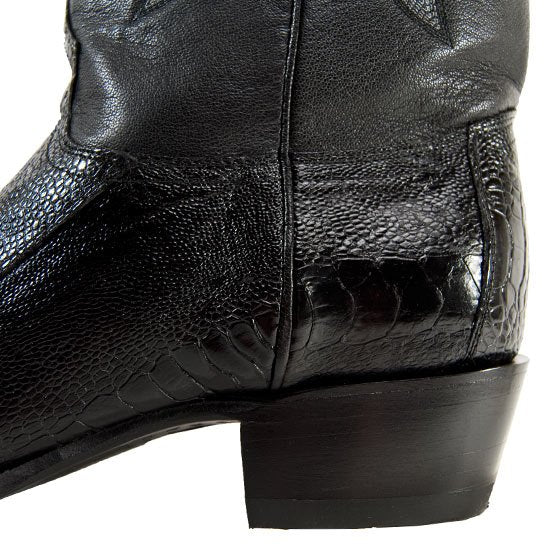 Botas de Pata de Avestruz Punta Oval Color Negro LAB-650505 - Image 4
