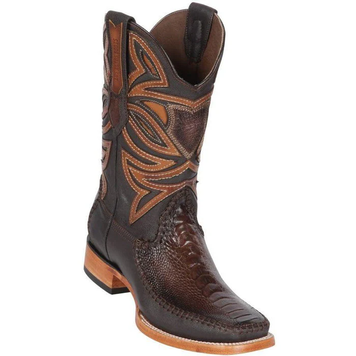 Botas de Avestruz Pata con Venado Horma Amplia LAB