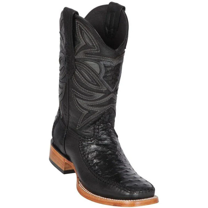 Botas de Avestruz Pata con Venado Horma Amplia LAB