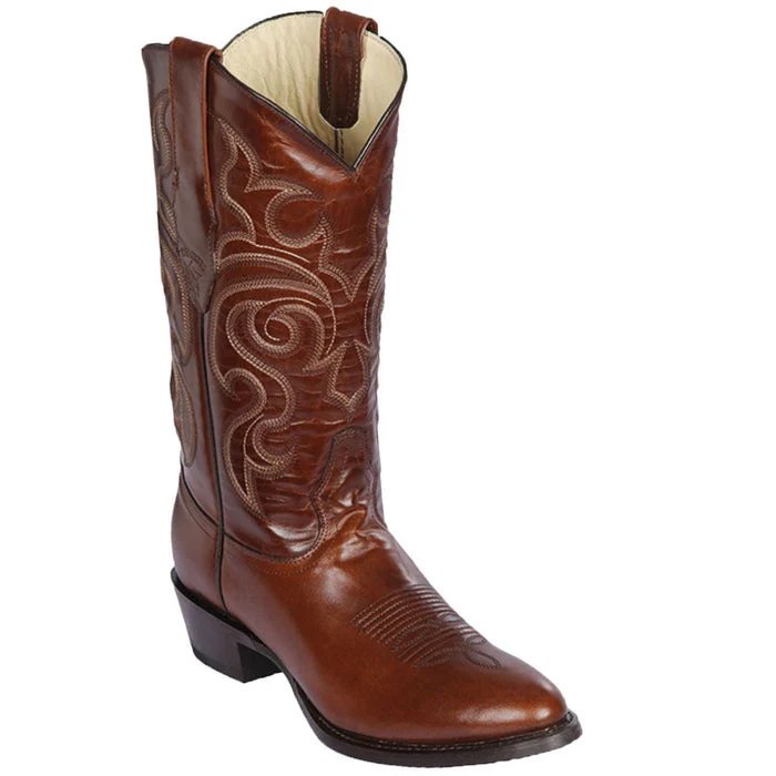 Botas Vaqueras de Cuero Original Pull Up Punta Redonda