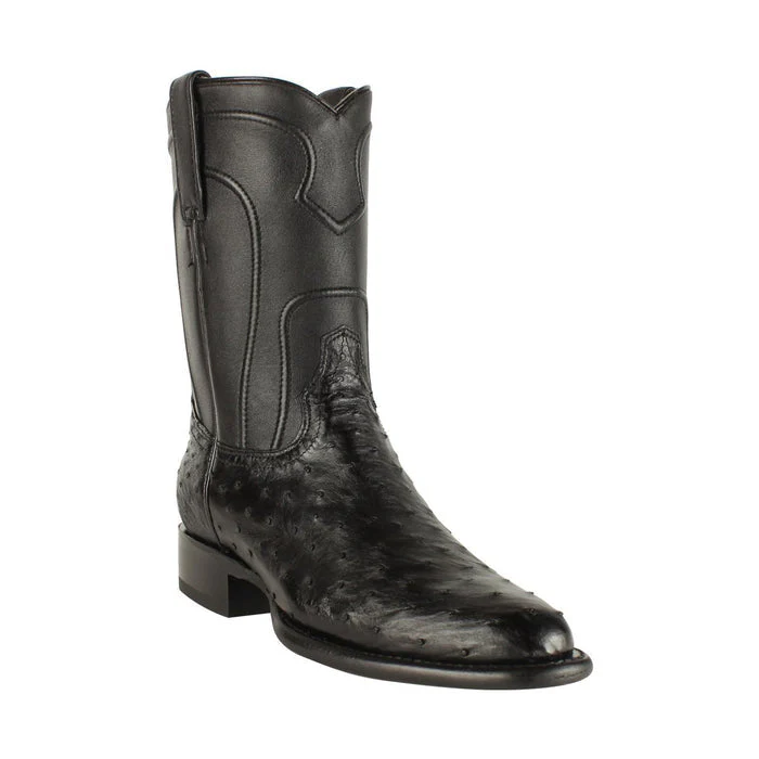 Botas de Avestruz Original Horma Roper Color Negro LAB