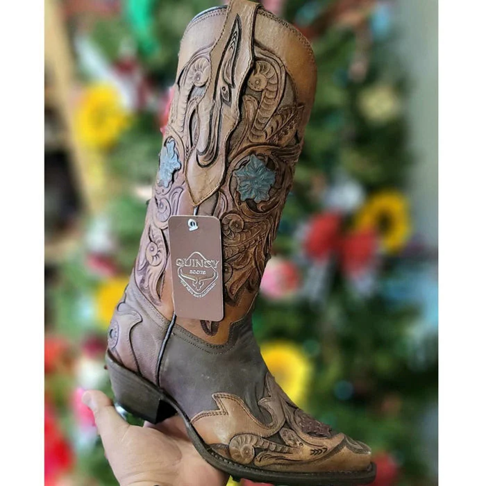 Botas Altas de Cuero Cincelado Original para Mujer Horma Punta Recortada - Image 2