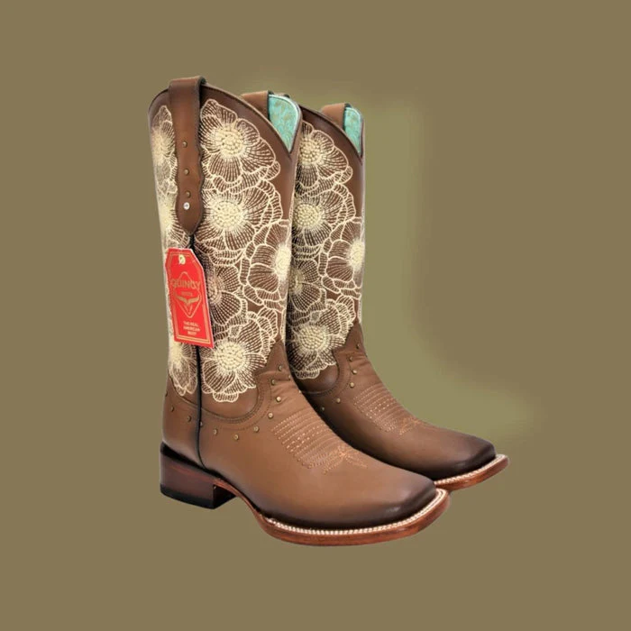 Botas de Cuero con Flores para Mujer en Horma Rodeo - Image 4