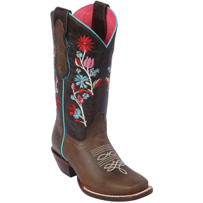 Botas de Cuero con Flores para Mujer en Horma Rodeo