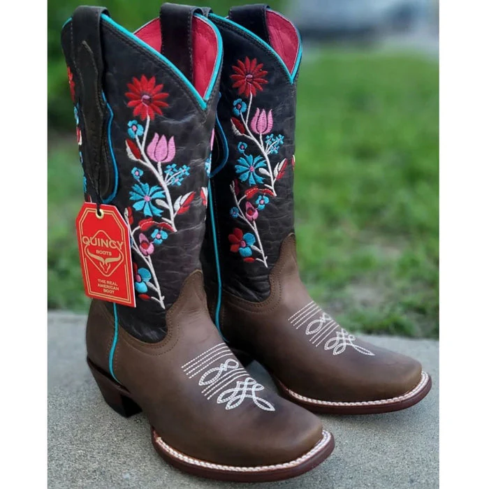 Botas de Cuero con Flores para Mujer en Horma Rodeo - Image 2