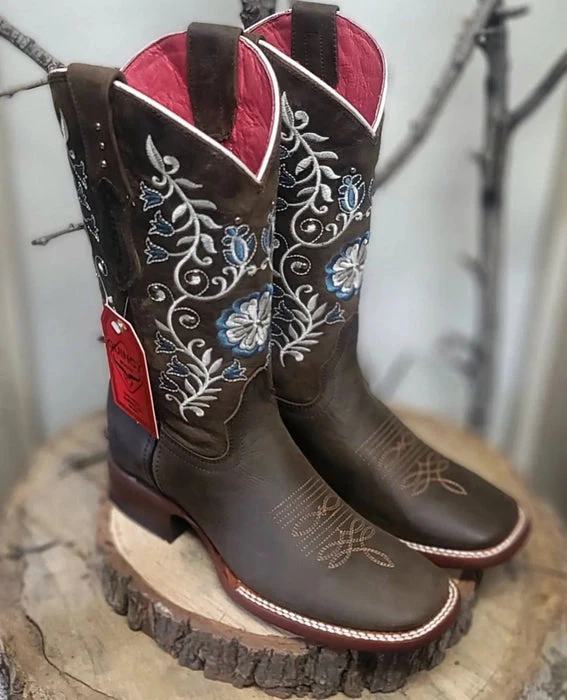 Botas Altas de Cuero con Flores para Mujer en Horma Rodeo - Image 2