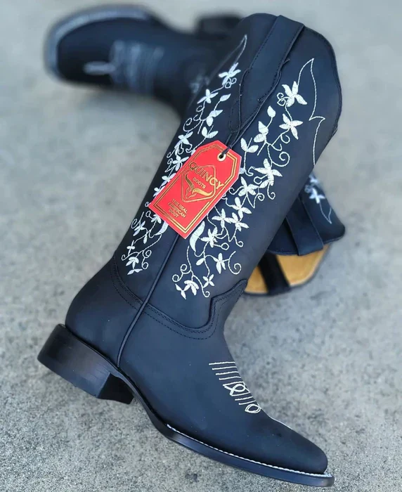 Botas de Cuero con Flores para Mujer en Horma Rodeo - Image 4