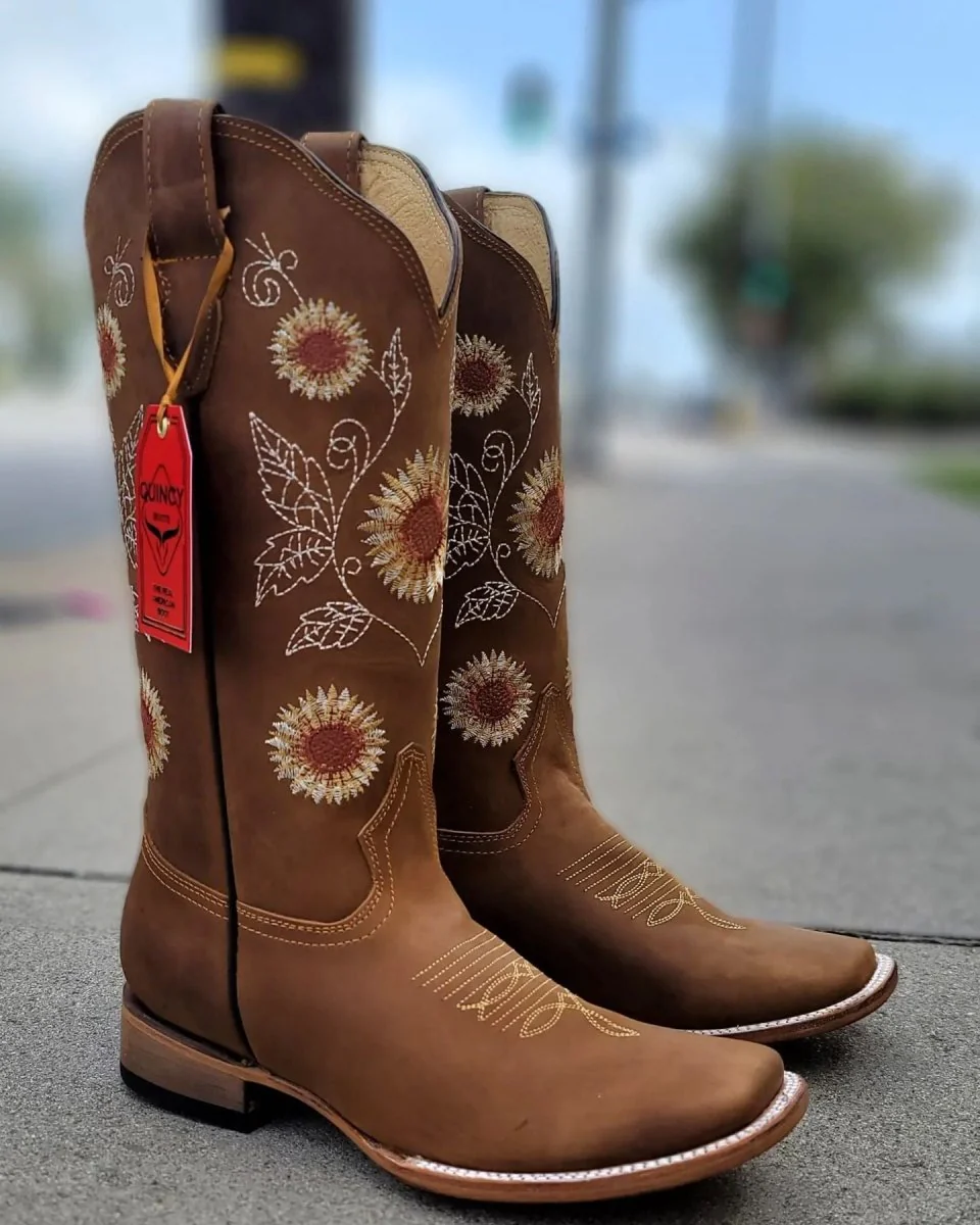 Botas de Cuero con Girasoles para Mujer en Horma Rodeo Q322G6231 - Image 6