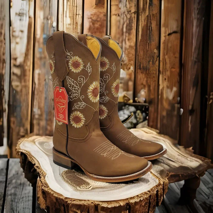Botas de Cuero con Girasoles para Mujer en Horma Rodeo - Image 3