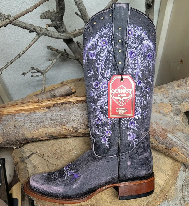 Botas de Cuero Lijado para Mujer en Horma Rodeo Color Morado - Image 3