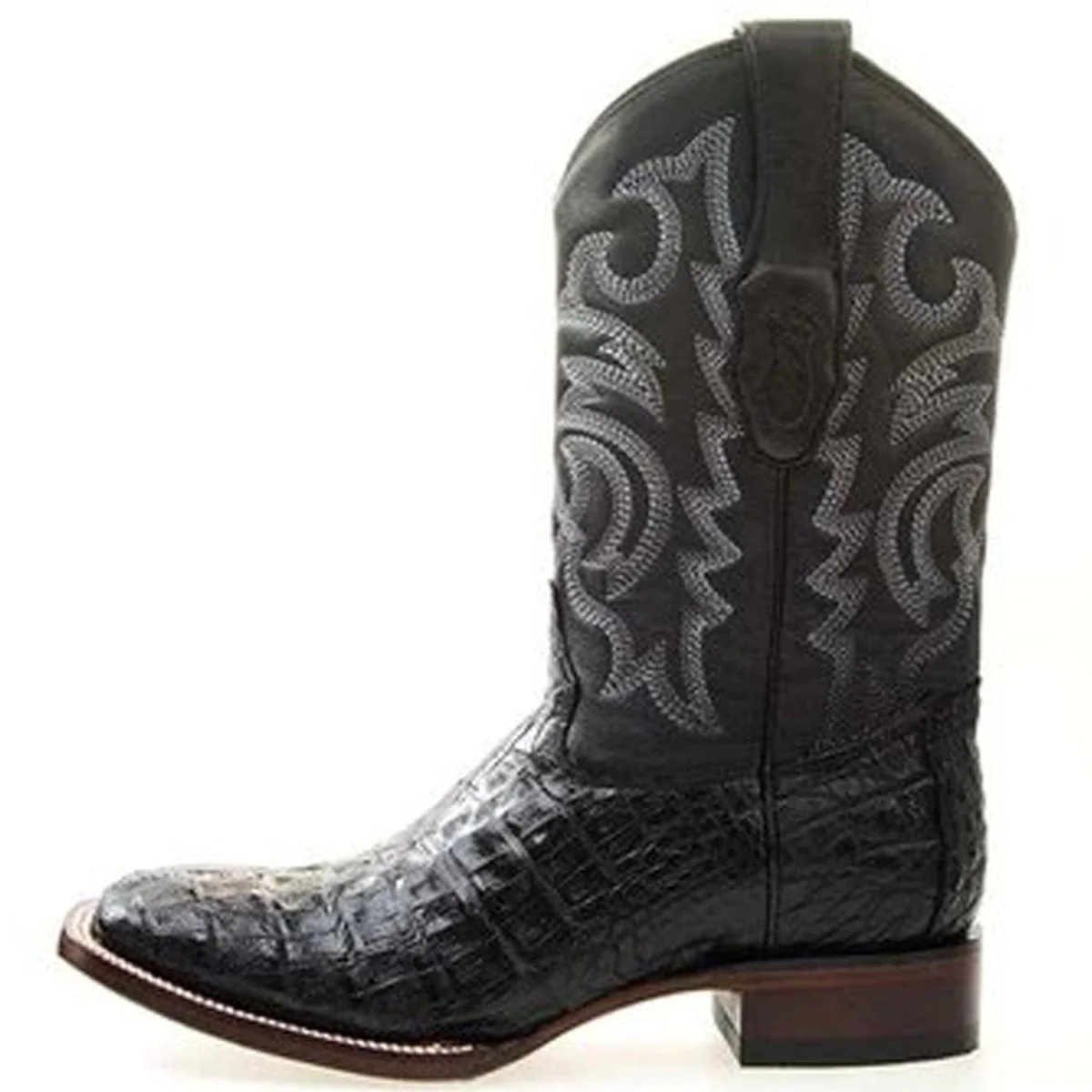 Botas de Cola de Cocodrilo Punta Rodeo Cuadrada Color Negro - Image 2