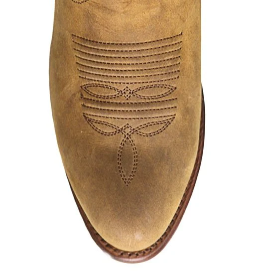 Botas de Cuero Crazy Punta Redonda para Dama Color Tan - Image 2