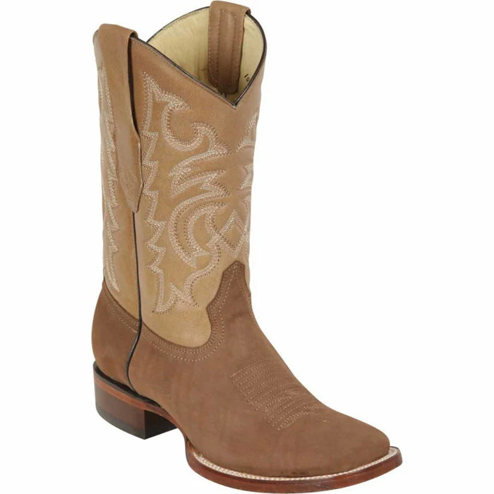 Botas de Cuero Gamuza Original Horma Cuadrada Color Taupe