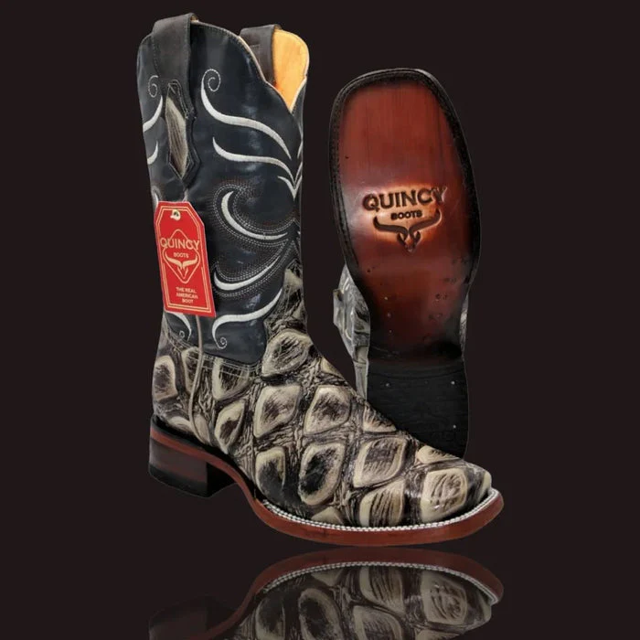 Botas de Pescado Africano Grabado Horma Rodeo Cuadrada - Image 2