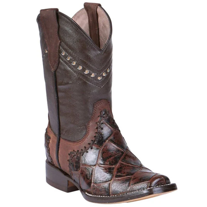 Botas de Pescado Imitacion Horma Rodeo para Niño Color Cafe GEN