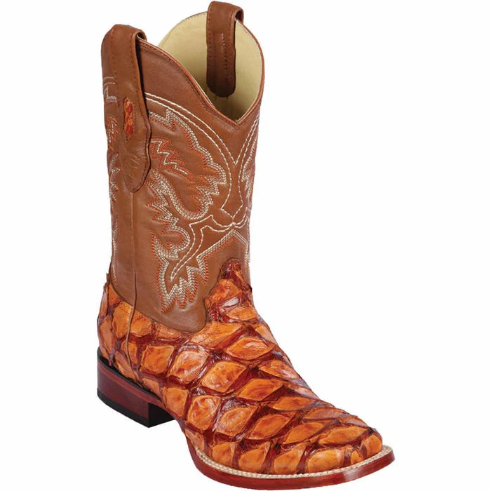 Botas de Pescado Pirarucu Original en Horma Rodeo Cuadrada