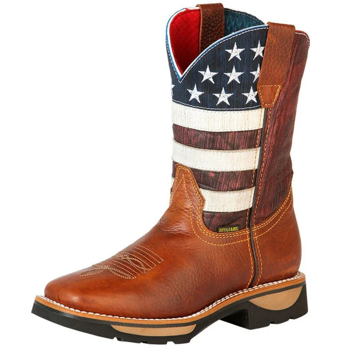 Botas de Trabajo de Cuero Horma Rodeo Color Miel con Bandera USA GEN - Image 4