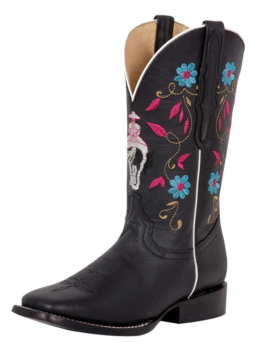 Botas de Cuero Crazy Original para Mujer en Horma Rodeo Color Negro GEN-42976 - Image 2