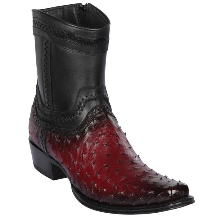 Botin Avestruz Piel Original Punta Europea