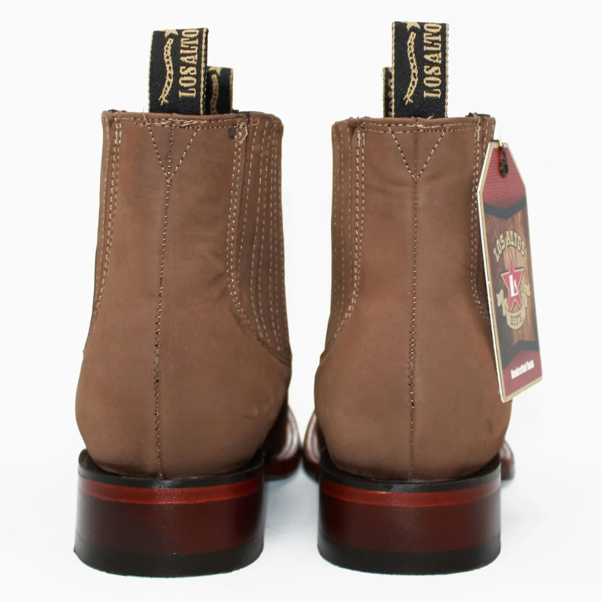 Botines Charros de Gamuza Punta Cuadrada Los Altos Boots Color Taupe LAB-82B6361 - Image 4