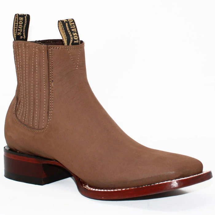 Botines Charros de Gamuza Punta Cuadrada Los Altos Boots Color Taupe