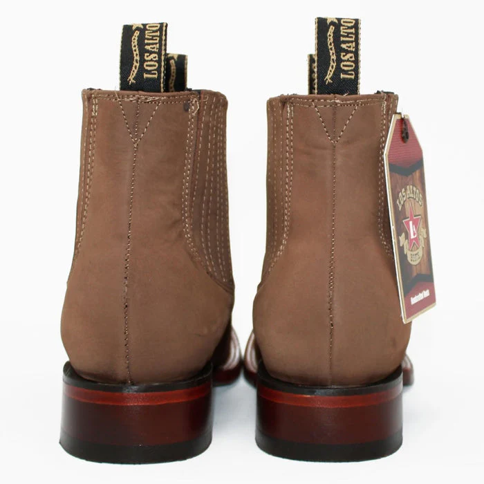 Botines Charros de Gamuza Punta Cuadrada Los Altos Boots Color Taupe - Image 3