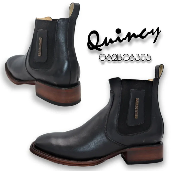 Botines Charros Quincy con Punta Cuadrada Color Negro - Image 3