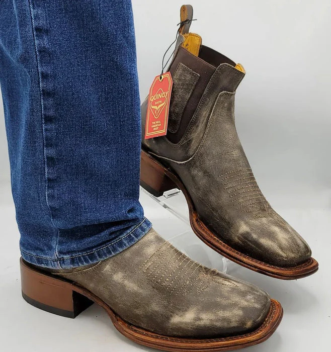 Botin Charro Quincy con Punta Cuadrada Color Cafe Claro - Image 8