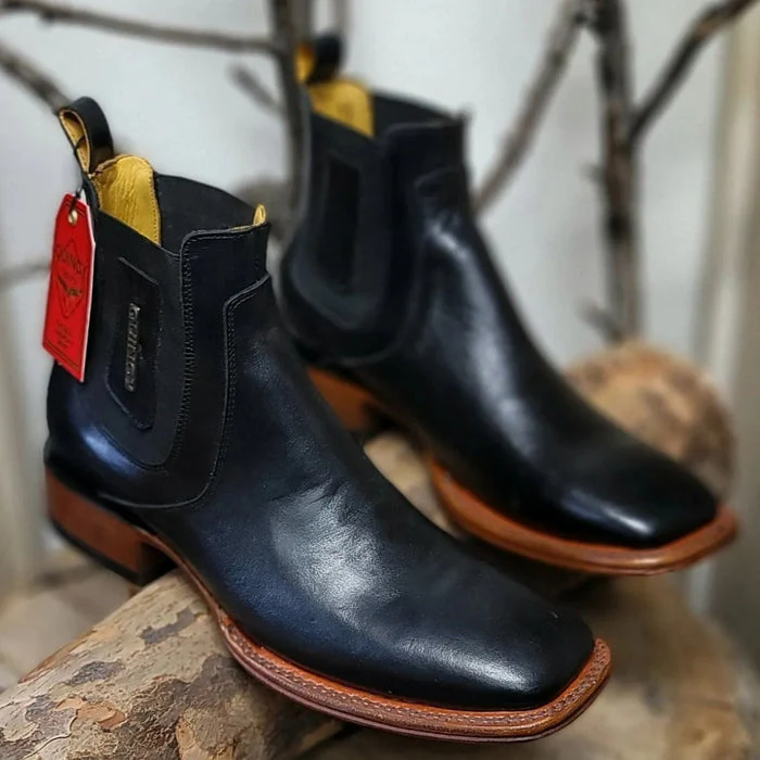 Botines Charros Quincy con Punta Cuadrada Color Negro - Image 2