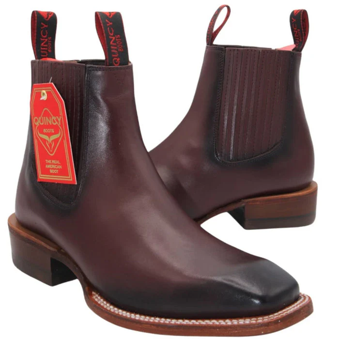 Botines Charros Quincy con Punta Cuadrada Color Vino - Image 5