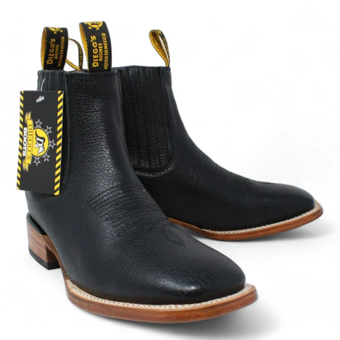 Botines Charros Quincy con Punta Cuadrada Color Negro DIE