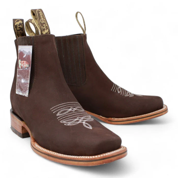 Botines Charros Quincy de Gamuza con Punta Cuadrada Color Cafe - Image 2