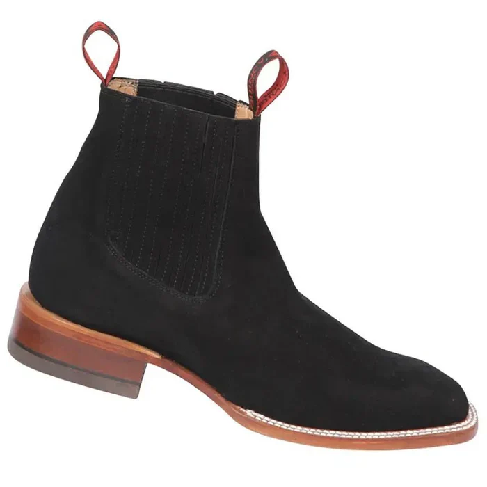 Botines Charros Quincy de Gamuza con Punta Cuadrada Negro - Image 7
