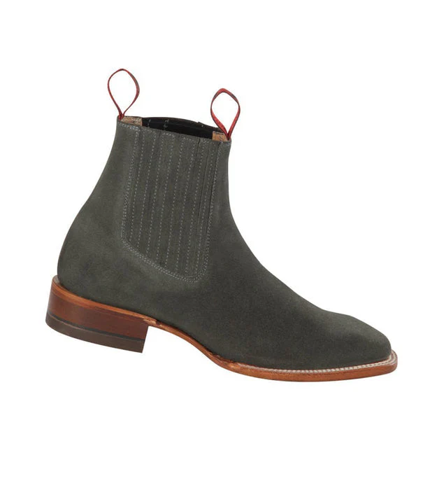 Botines Charros Quincy de Gamuza con Punta Cuadrada Gris - Image 3
