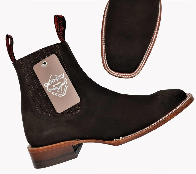 Botines Charros Quincy de Gamuza con Punta Cuadrada Color Chocolate - Image 6