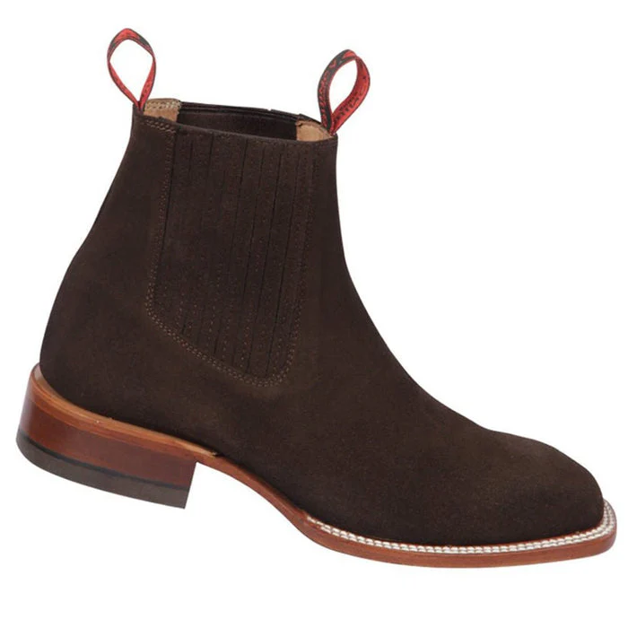 Botines Charros Quincy de Gamuza con Punta Cuadrada Color Chocolate - Image 9