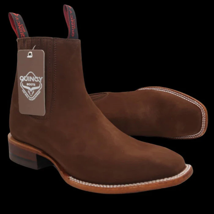 Botines Charros Quincy de Gamuza con Punta Cuadrada Cafe - Image 4
